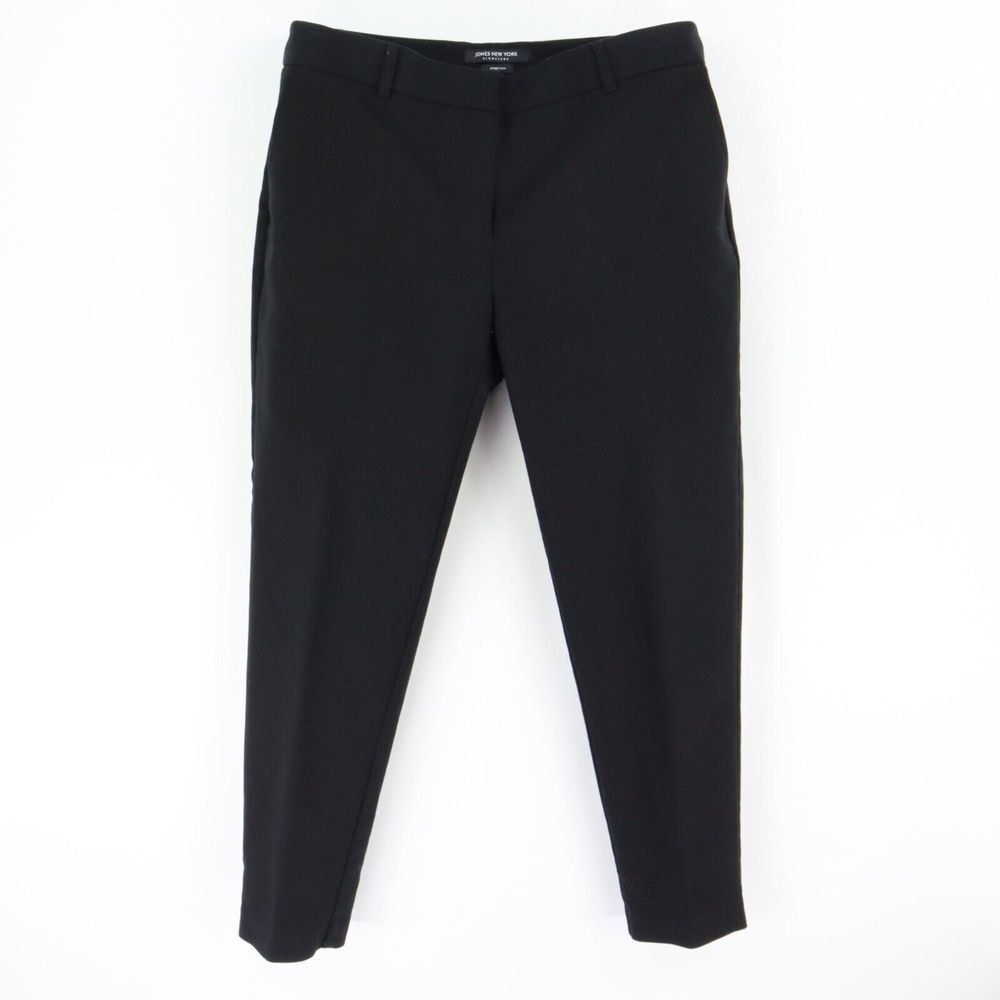 Jones New York Pants Mid Rise Stretch Womens 6 Black Cotton Pockets Skinny Leg
